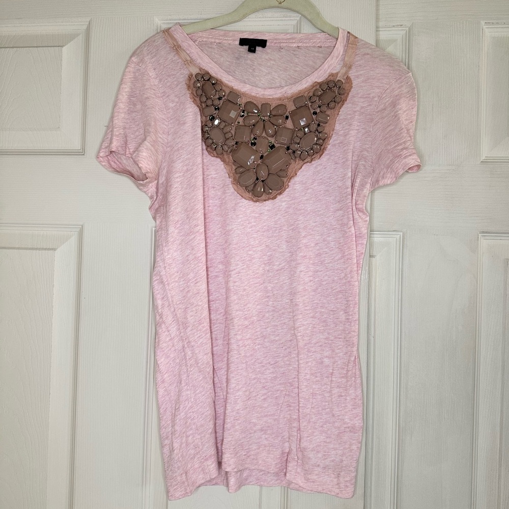 Women’s J Crew jewel neckline t shirt. Size xrta small